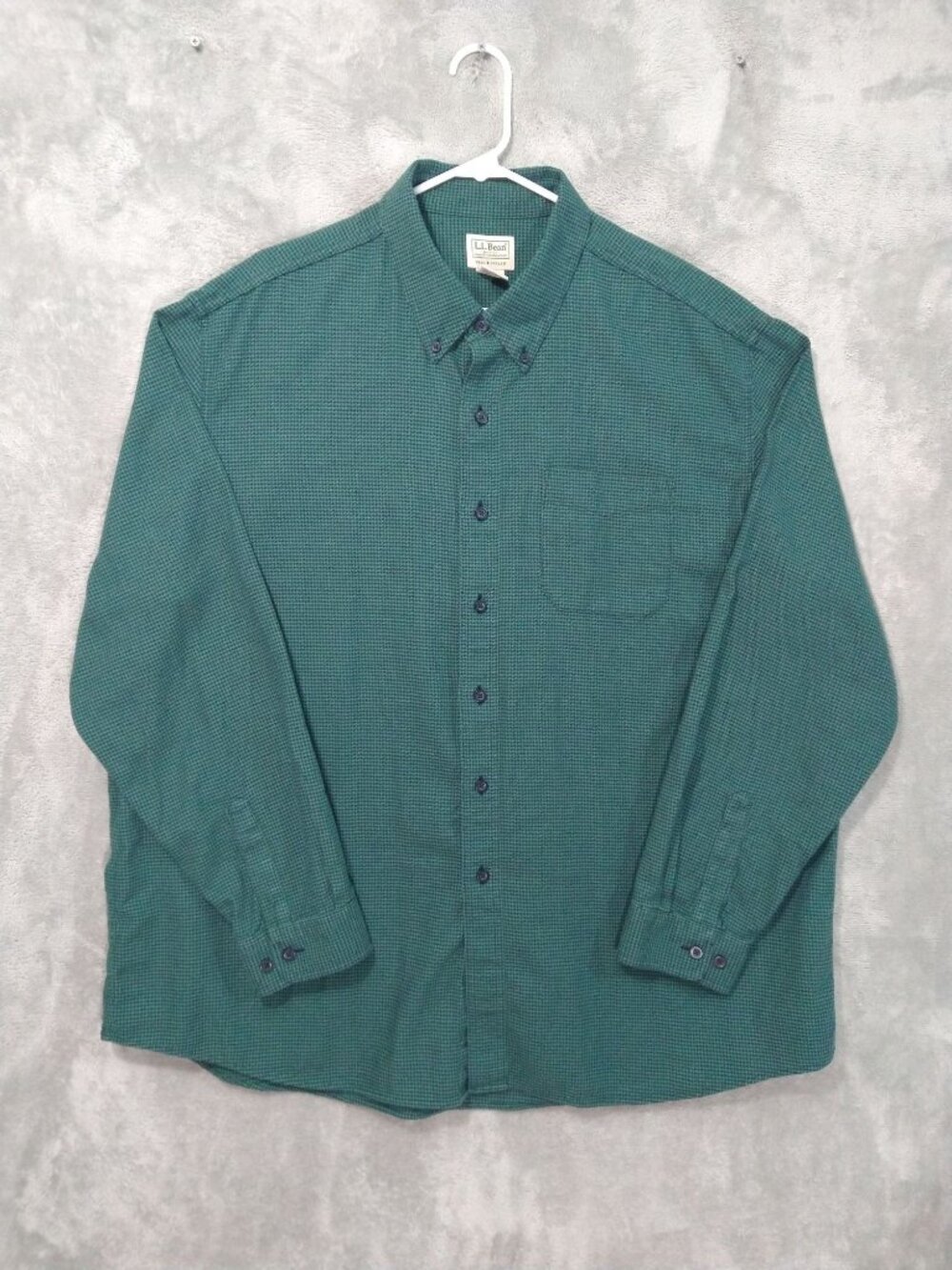 LL Bean Shirt Mens 2XL Green Houndstooth Wicked Good Flannel Traditional Fit